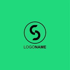 Alphabet. Logo letters. S. Icon. Typography. Symbol. Green background
