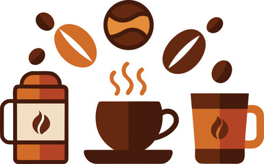 Vector coffee elements collection icon set celebrate national coffee day