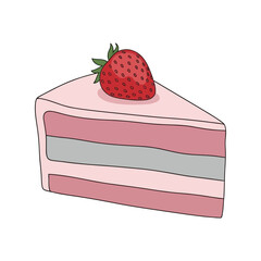 Delicious strawberry layer cake slice festive dessert food illustration sweet treat vector
