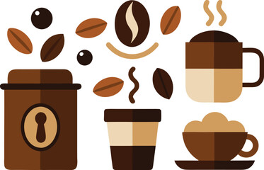 Vector coffee elements collection scalable illustration eps icon for national coffee day