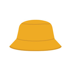 Simple yellow bucket hat flat design icon isolated on white vector illustration fashion accessory vector