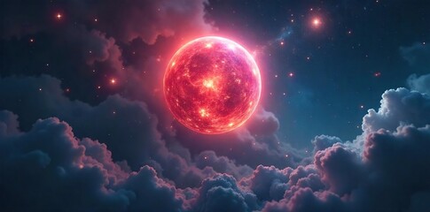 Glowing Orb in Swirling Nebula A Mystical Cosmic Scene of Wonder and Mystery, Perfect for Fantasy, Science Fiction, and Spiritual Designs