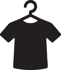 Clothes hanger with shirt silhouette vector icon, wardrobe, clothing, fashion, storage, apparel design.