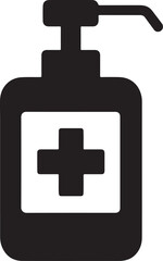 Disinfectant bottle silhouette vector icon, cleaning, hygiene, sanitizer, health, germ protection design.