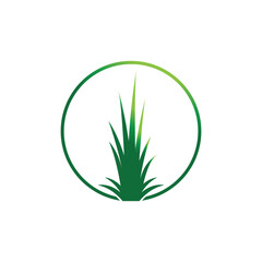 Stylized green grass logo vector symbol design