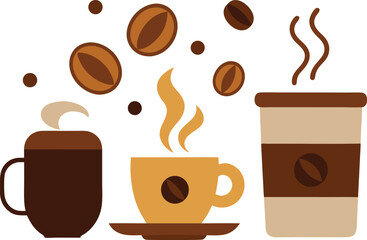 Vector illustration of coffee elements for national coffee day celebration eps scalable