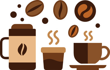 National coffee day elements collection vector illustration for coffee lovers