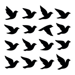 Fototapeta premium Seamless Pattern of Flying Birds Silhouette on White Background