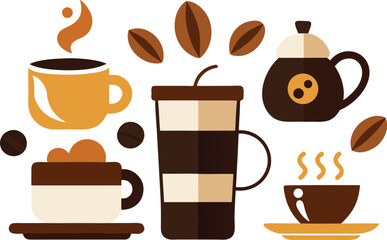 Vector illustration collection national coffee day elements scalable eps icon set