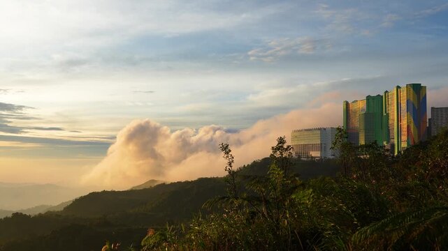 Clouds rolling over genting highlands in pahang, malaysia