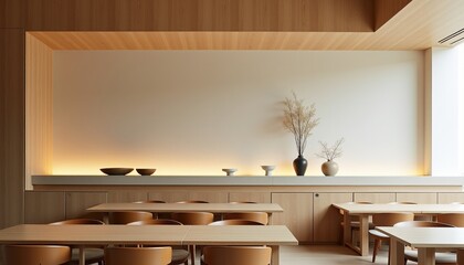 Minimalist Japanese Bar Serene Interior Design with Clean Lines and Natural Wood Elements