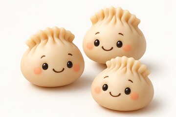 Cute 3D Mandu Dumplings with Kawaii Faces