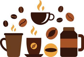 National coffee day vector elements collection illustration for eps file format