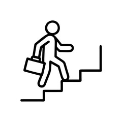 Businessman Climbing Stairs Icon – Career Growth Line Art Symbol