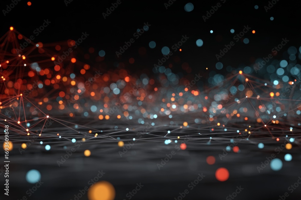 Fototapete exploring the dynamics of digital icons and big data interaction. ai dataflow. futuristic big data i