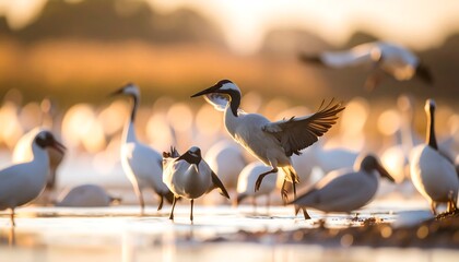 Fototapeta premium Birds in flight at dawn