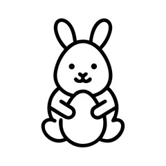 Easter Bunny Icon Outline Vector Rabbit Egg Holiday Symbol