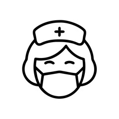 Nurse Icon Outline Vector Medical Healthcare Worker Mask Symbol