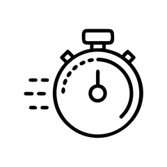 Stopwatch Timer Icon Outline Vector Fast Time Symbol Isolated on White