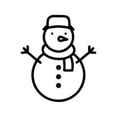 Snowman Icon Outline Winter Vector Illustration
