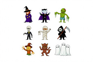 Fototapeta premium Set of Cute Halloween Monster Characters