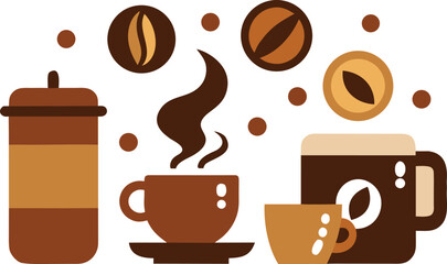 National coffee day elements collection vector illustration for eps format