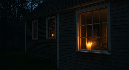 Illuminated window at night