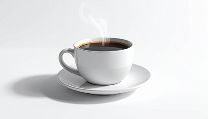 Obraz premium White ceramic coffee mug with saucer on a black background