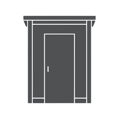 Minimalist outbuilding icon simple door structure graphic design element vector