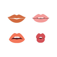 Four diverse shades of realistic full lips icons for beauty and fashion concepts vector