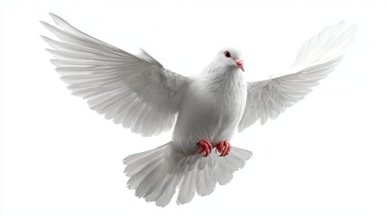 Fototapeta premium Majestic White Bird in Flight with Outstretched Wings and Grace