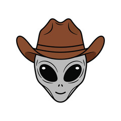 Alien cowboy hat space extraterrestrial cosmic western character icon graphic vector