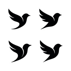 Fototapeta premium Seamless Pattern of Flying Birds Silhouette on White Background