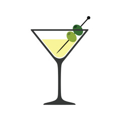 Classic martini cocktail refreshing beverage with olives in elegant glassware for celebrations vector
