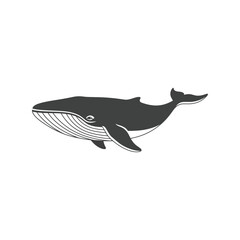 Stylized illustration of a majestic blue whale swimming in the ocean vector