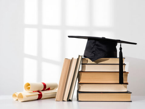 Stack of books with a black cap on top