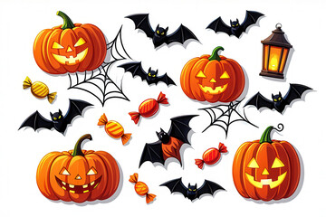Halloween Pumpkins and Bats