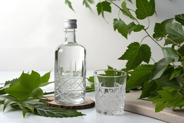 Crystal Clear Liquor Bottle and Glass - Product Photography for Beverage Brands