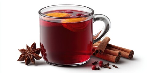 Warm Spiced Beverage with Cinnamon and Star Anise in Glass Mug