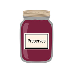Homemade fruit preserves in a glass jar with label ready for canning and food preservation vector