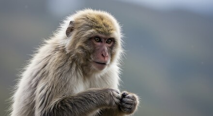 Fototapeta premium Japanese macaque closeup portrait