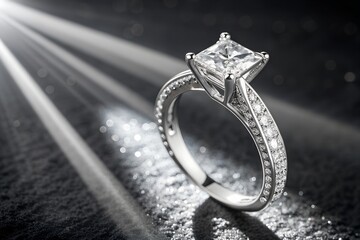 Stunning Princess-Cut Diamond Ring - Luxury Jewelry Photography