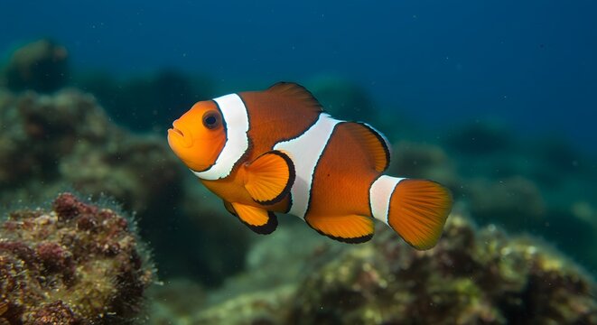 Orange clownfish underwater