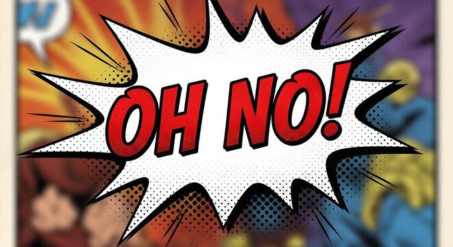 Comic book style speech bubble with the words OH NO!