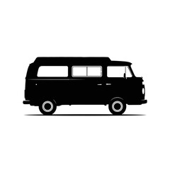 Classic van silhouette isolated on white background