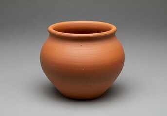 Earthenware vessel: A smooth terracotta pot with soft curves casting gentle shadows against a neutral background