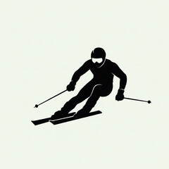 Skiing silhouette isolated on white background