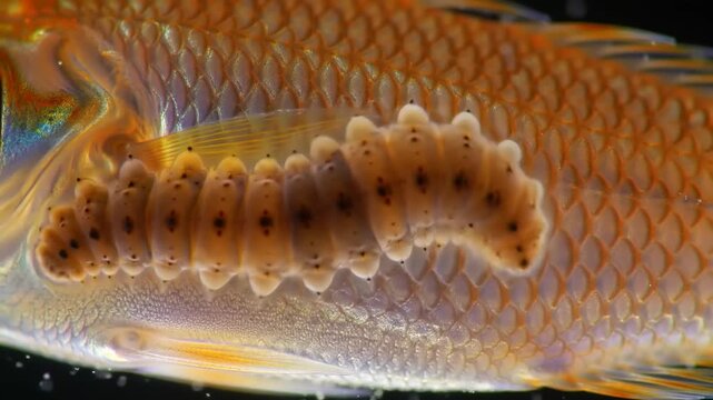 Fish parasite closeup