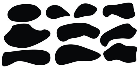 Abstract organic rectangle shapes set. Frame boxes and blobs set. Orange fluid banners set. Amoeba design elements. Freeform hand-drawn splashes. Abstract geometric speech bubbles 