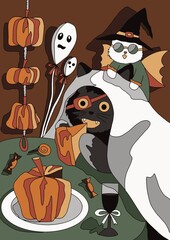 halloween, cartoon, vector, illustration, set, pumpkin, icon, bat, cat, ghost, holiday, design, fun, autumn, monster, silhouette, hat, art, spooky, horror, skull, character, animal, symbol, witch,